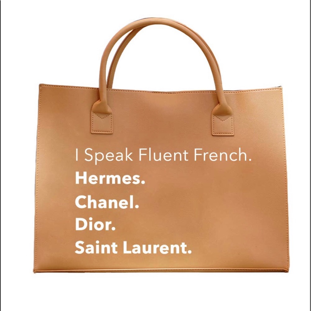 Expensive taste large tote bag Tan